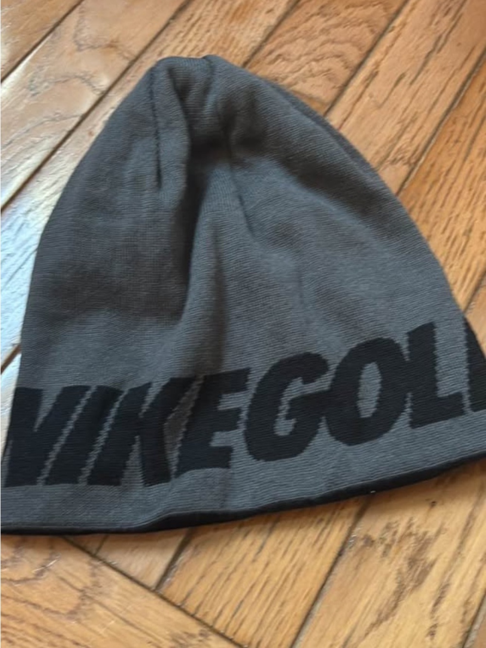 Nike Gray and Black Knit Beanie with Bold Logo